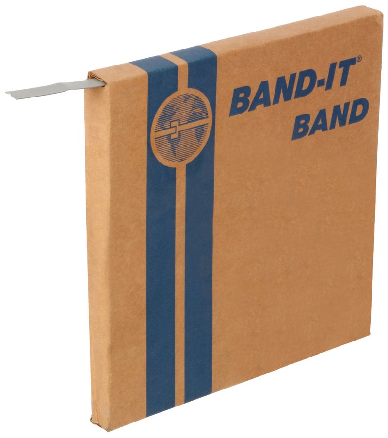 شريط BAND-IT C20399 بعرض 3/8" وسمك 0.025" من الفولاذ المقاوم للصدأ 201 بتشطيب لامع (لفة 100')